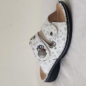 Finn Comfort Sansibar Double Strap Slide In Sandal Grafitti White 40 Us9-9.5